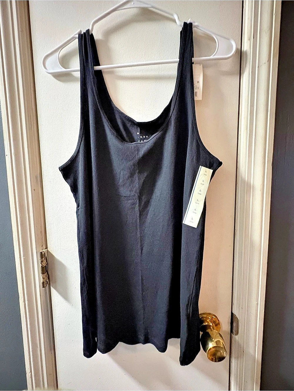 a new day Women's Fit Ribbed Tank Top Black Large NWT